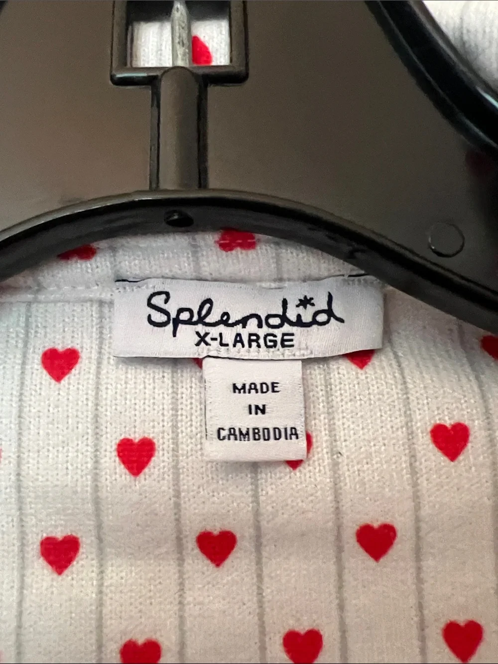 Splendid White Pajama Set with Red Heart Print